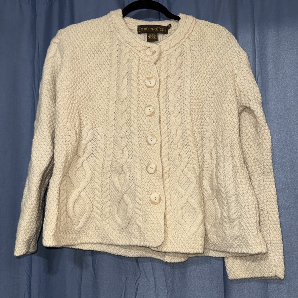 Inis Crafts Merino Wool Sweater Cardigan Women's Medium